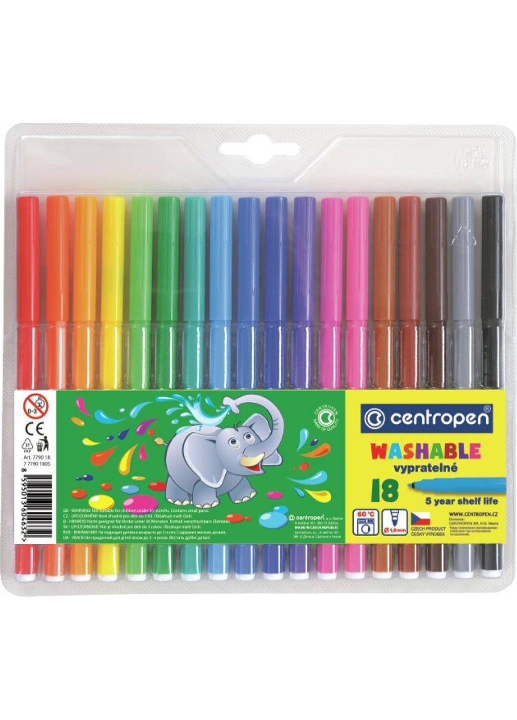 Фломастеры 7790/18 Washable, 18 colors (7790/18 ТП) Centropen (254066967)