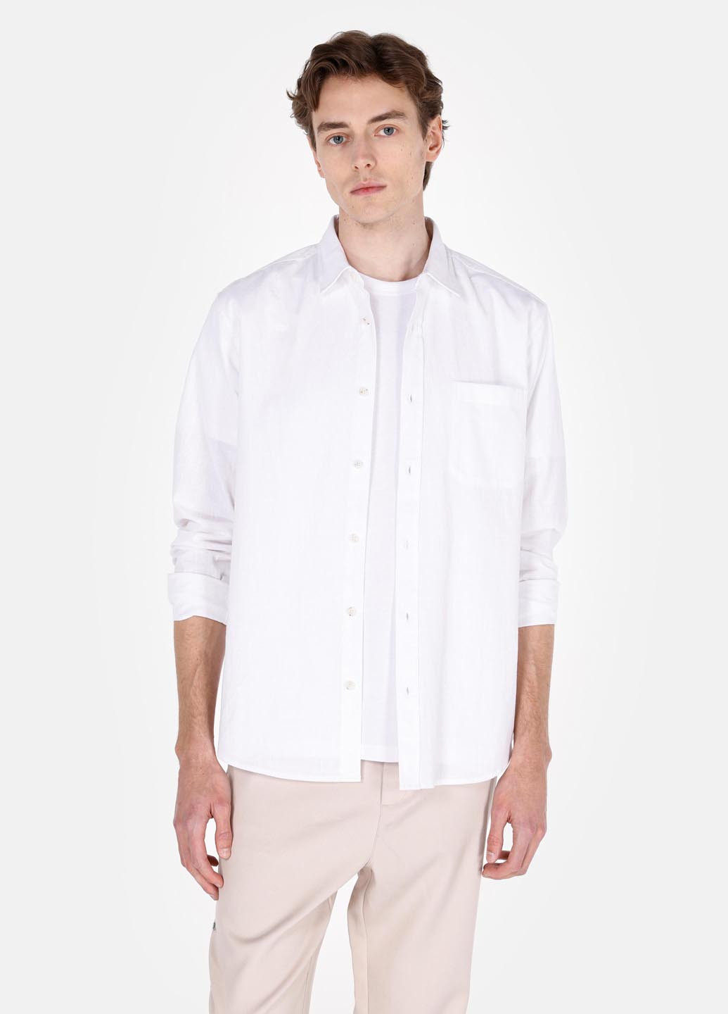 Белая кэжуал рубашка однотонная Colin's