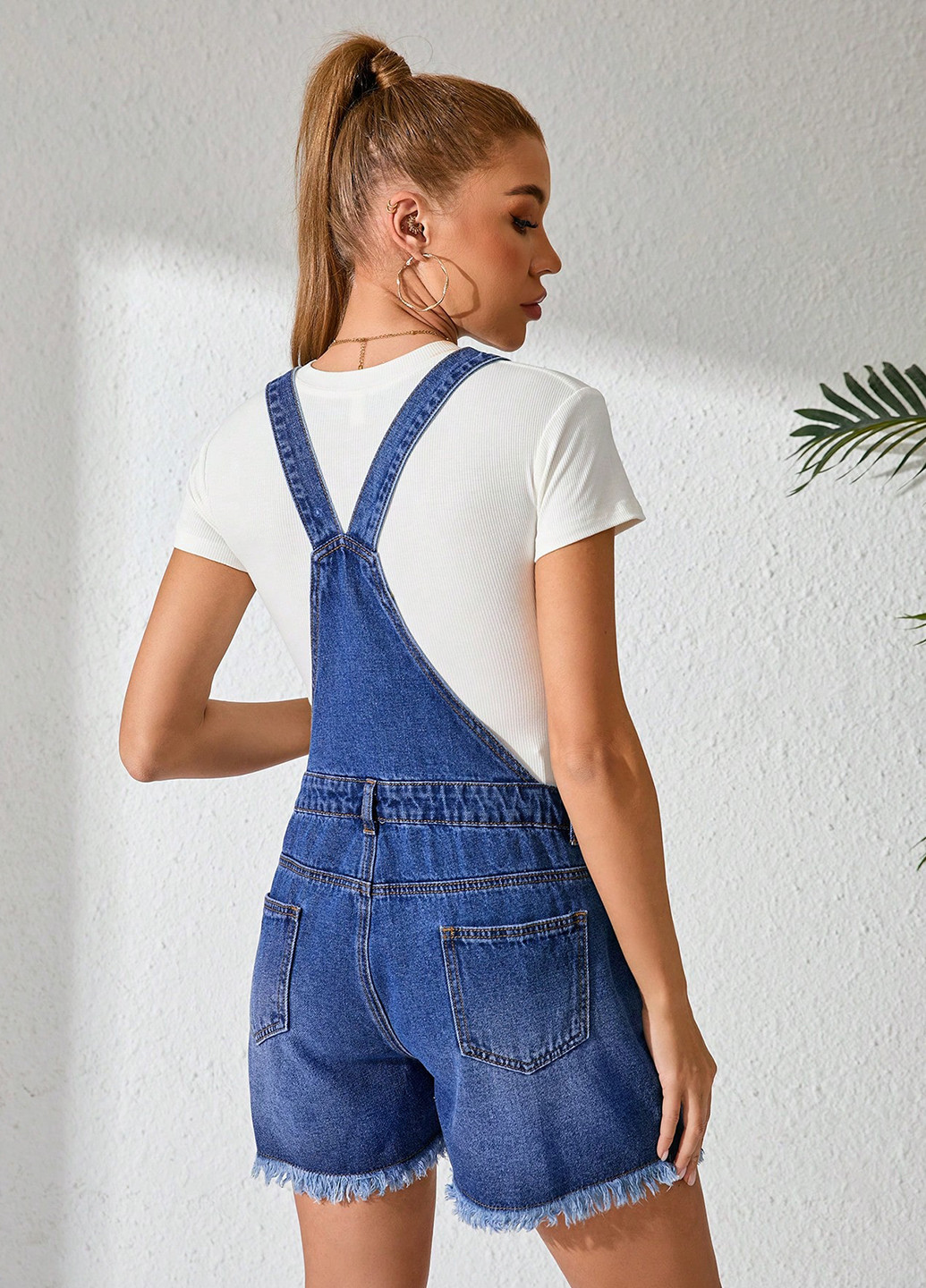 Комбинезон для беременных SHEIN комбинезон-шорты однотонный синий денил джинс, хлопок