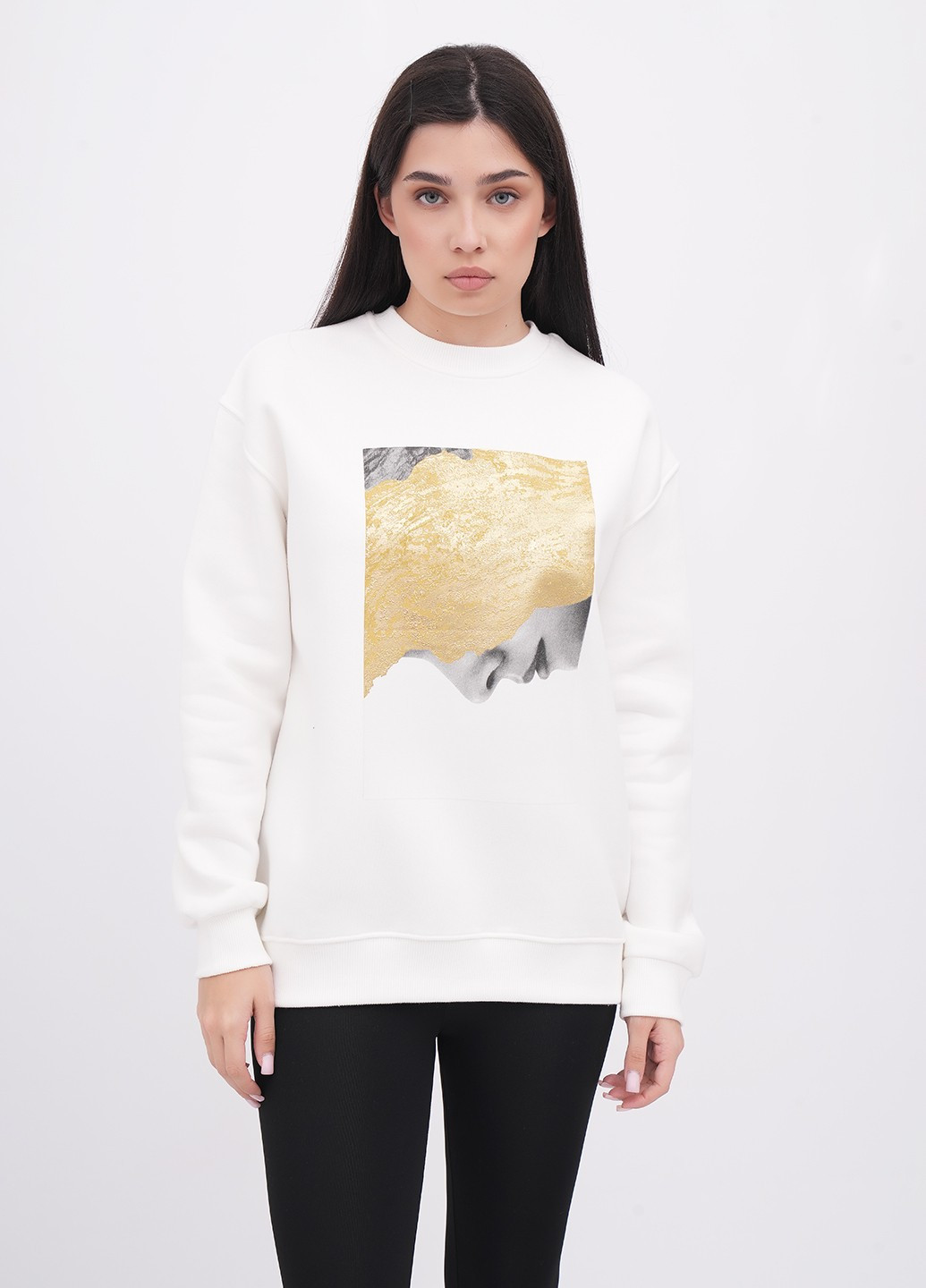 Білий світшот EQUILIBRI малюнок без декору (341745066)