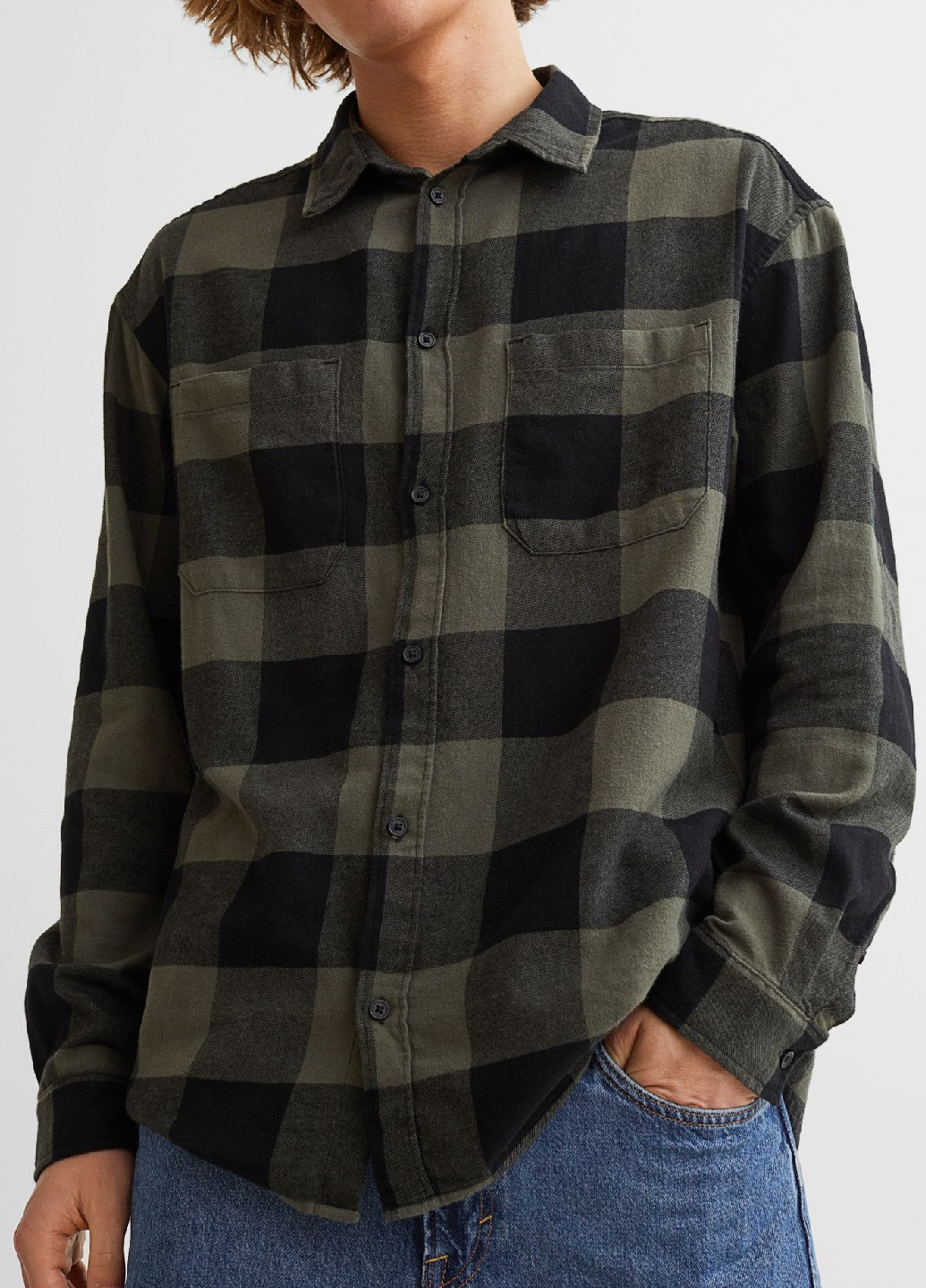 Оливковковая (хаки) рубашка H&M