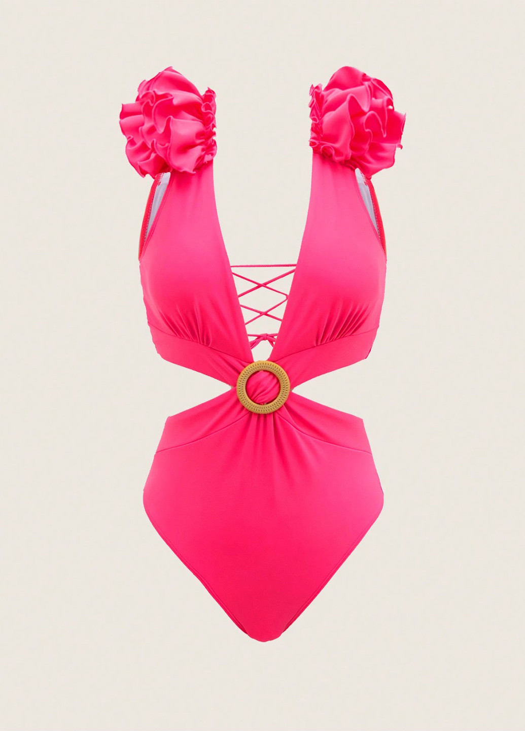 Фуксиновый летний купальник слитный SHEIN