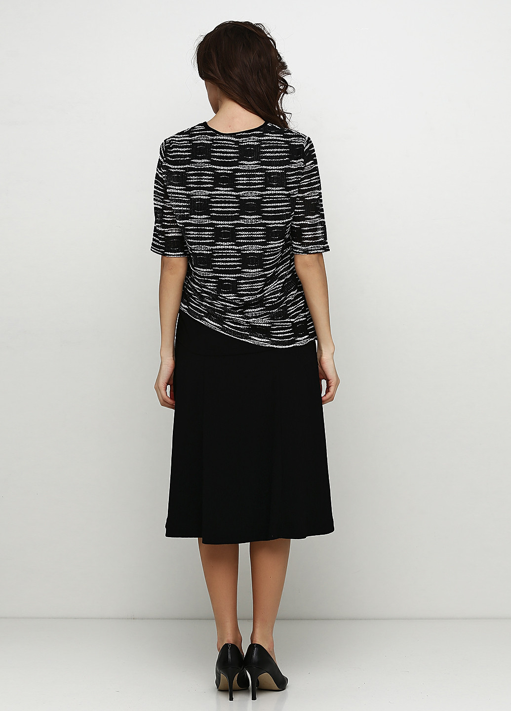 Костюм (блуза, юбка) Brandtex Collection юбочный полоска чёрный кэжуал