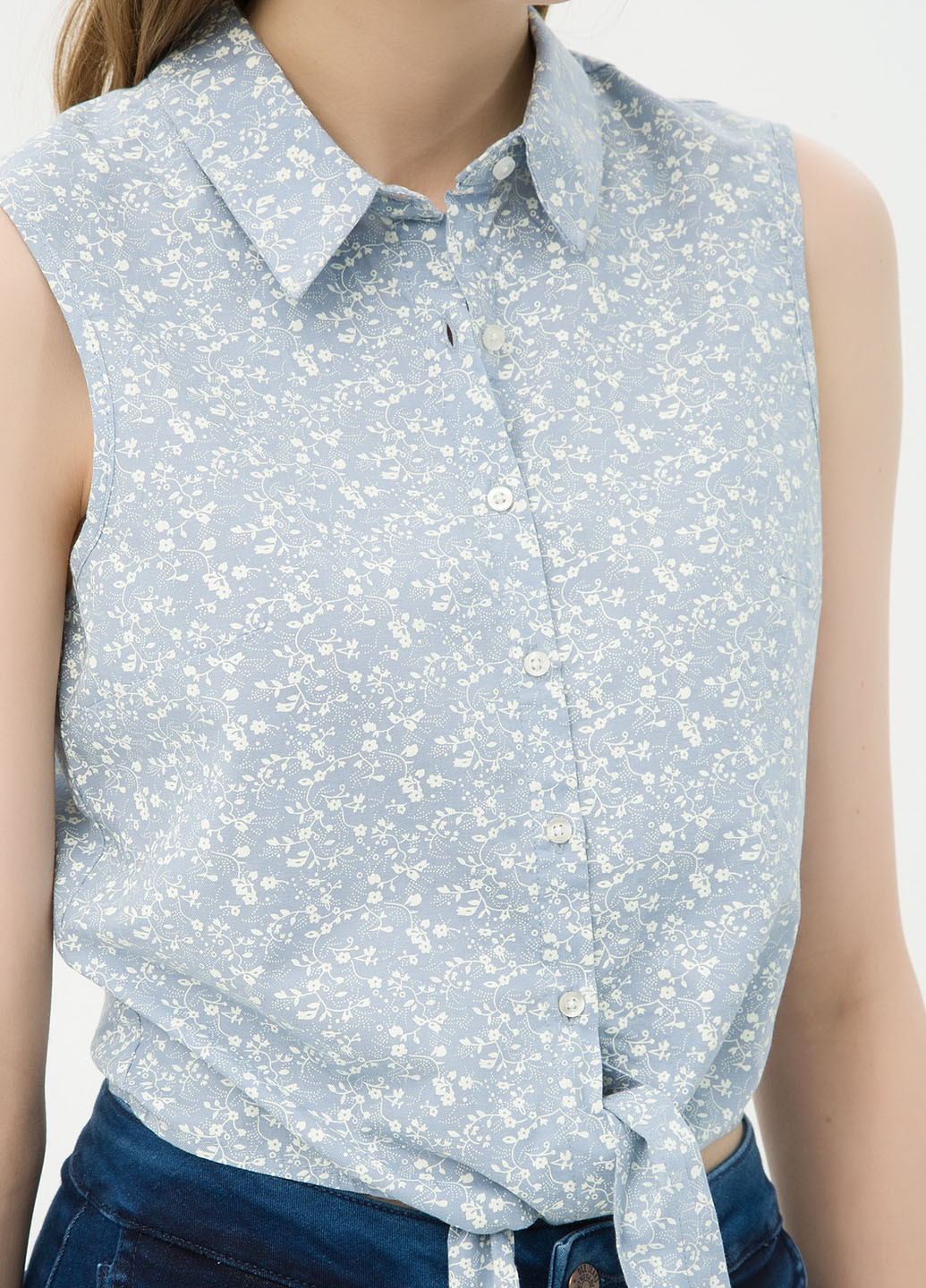 Голубой кэжуал рубашка с цветами KOTON