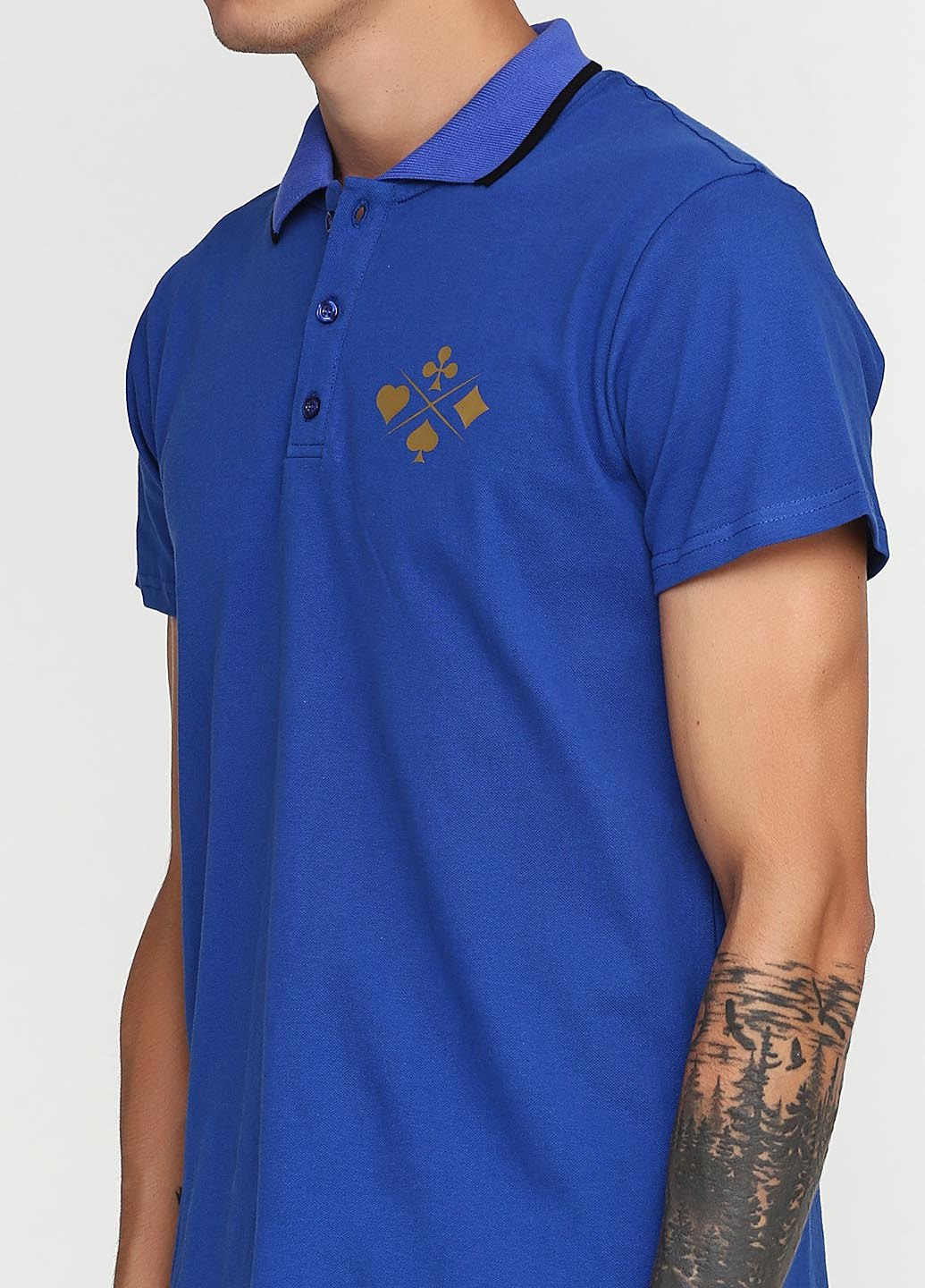 Синяя футболка-поло для мужчин Tryapos с рисунком