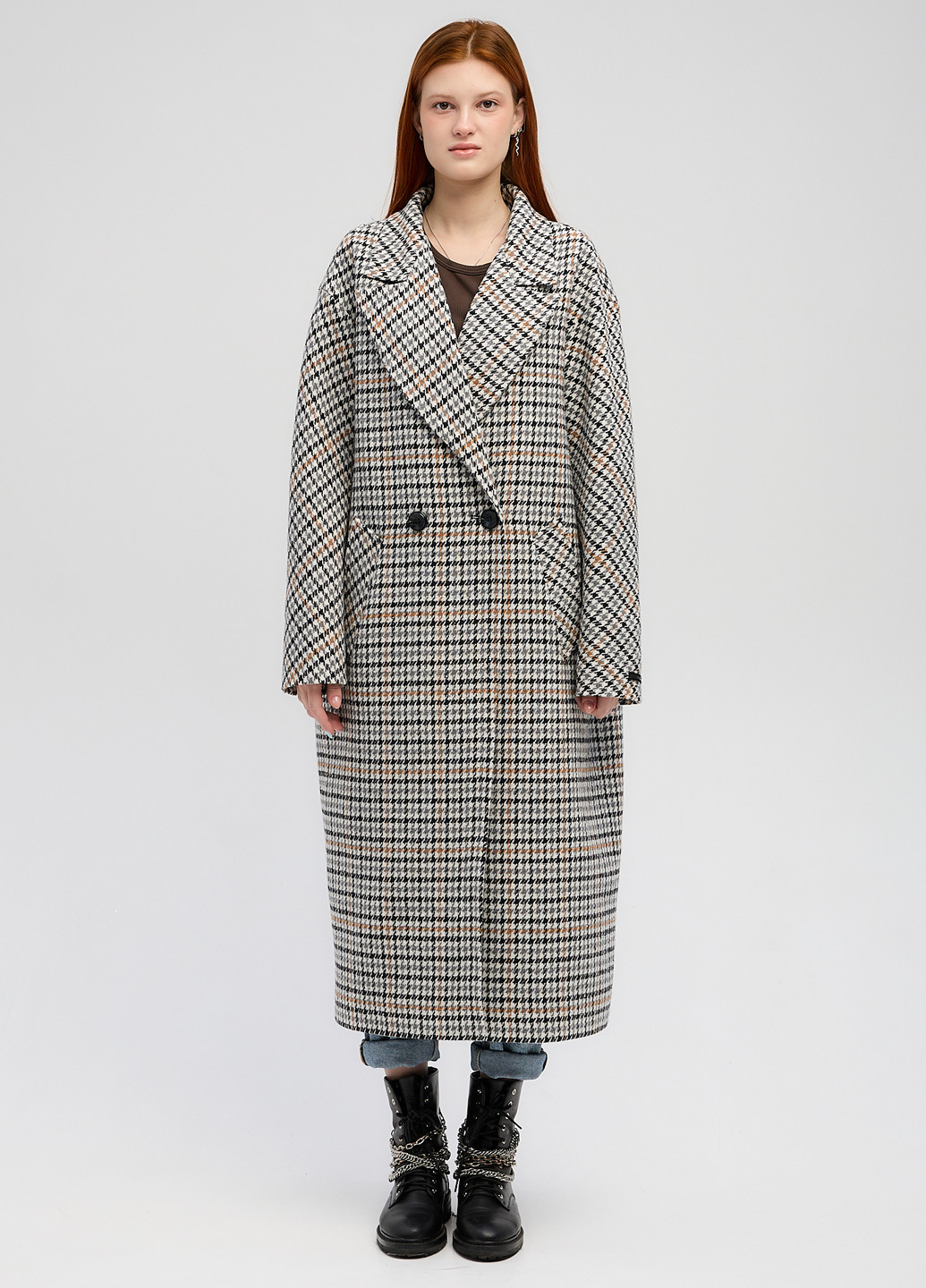 Комбинированное демисезонное Пальто оверсайз CHIUAS