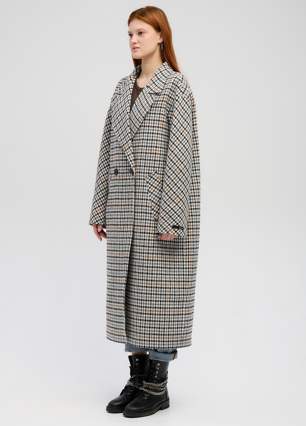 Комбинированное демисезонное Пальто оверсайз CHIUAS