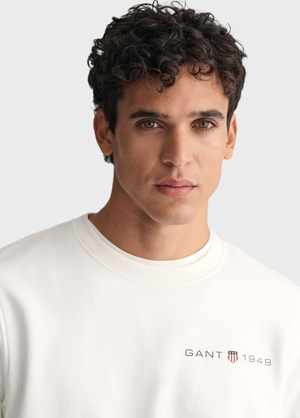 Свитшот Gant - Прямой крой логотип белый кэжуал хлопок, трикотаж - (293733173)