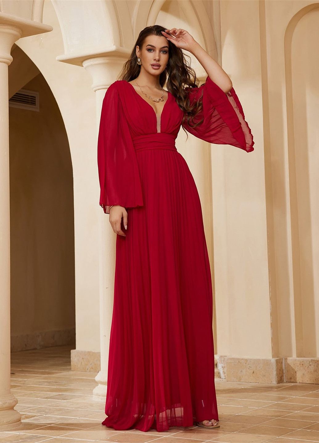 Бордова вечірня сукня з відкритою спиною SHEIN однотонна