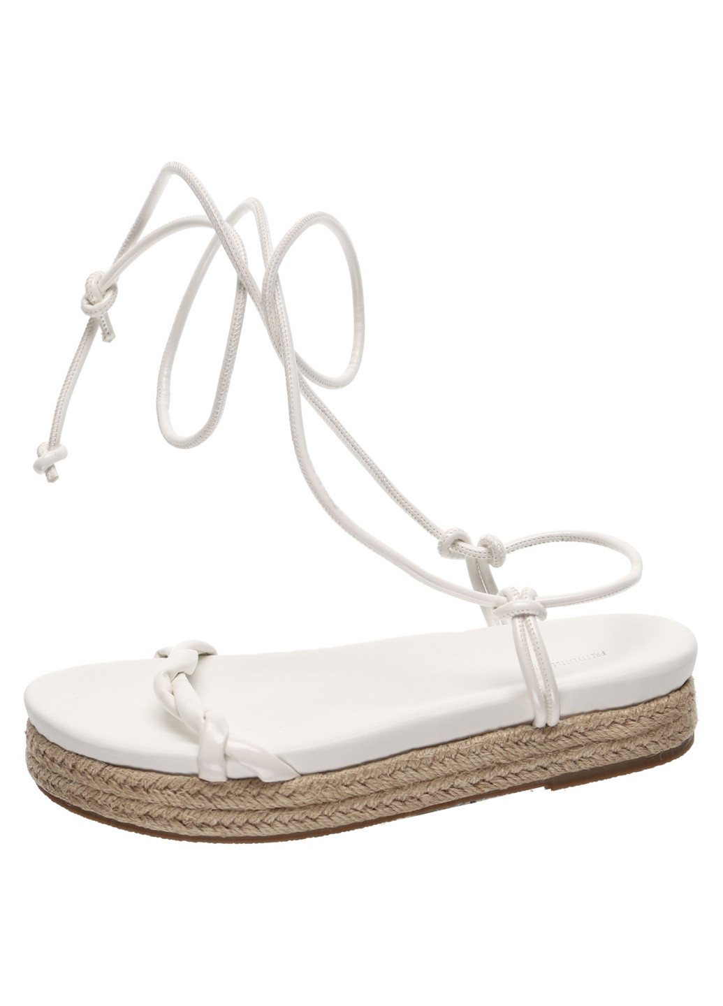 Белые босоножки PrettyLittleThing на завязках плетение