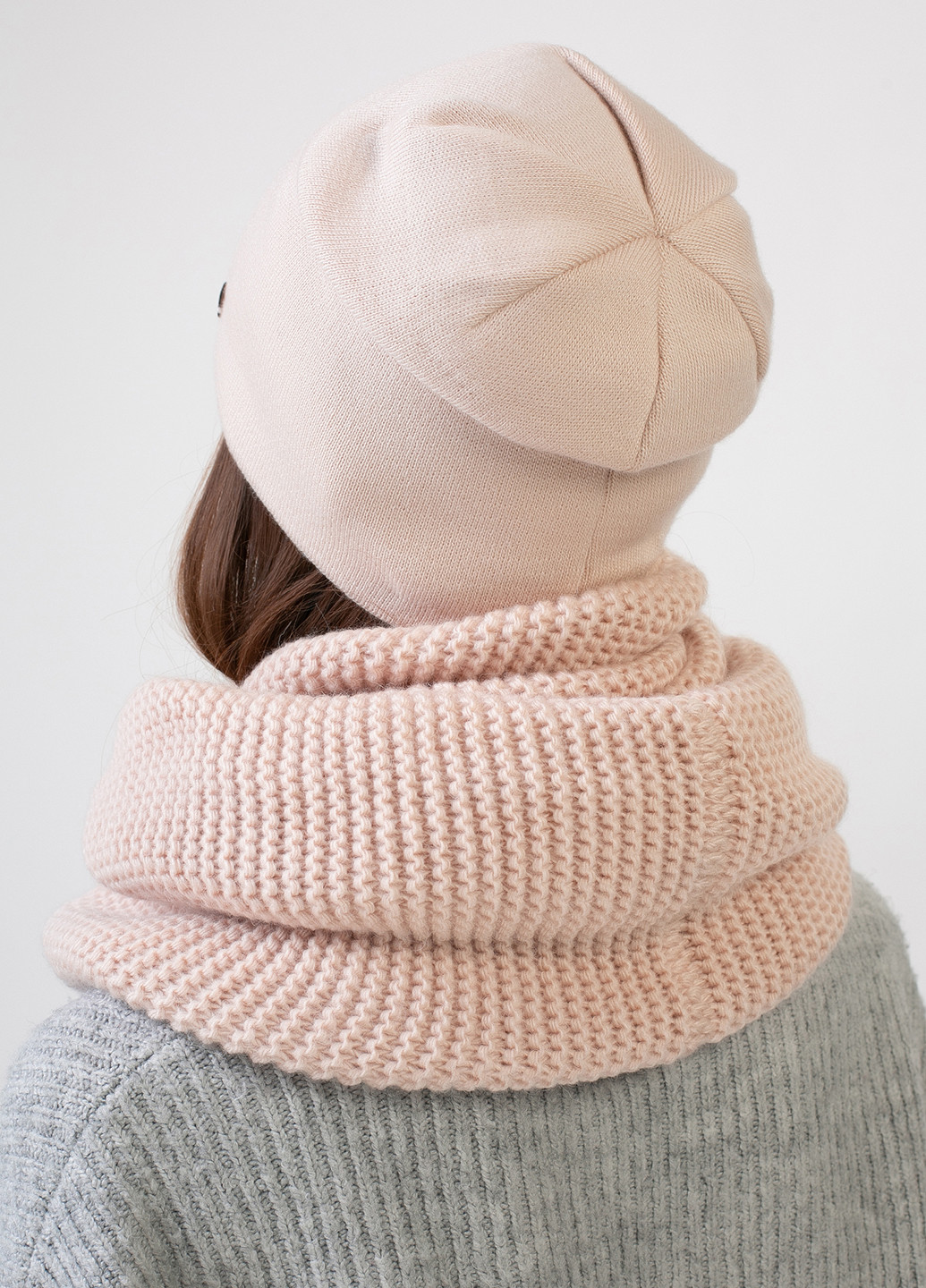 Теплий зимовий комплект (шапка, шарф-снуд) на флісовій підкладці 660497 DeMari 45 демари (239417808)