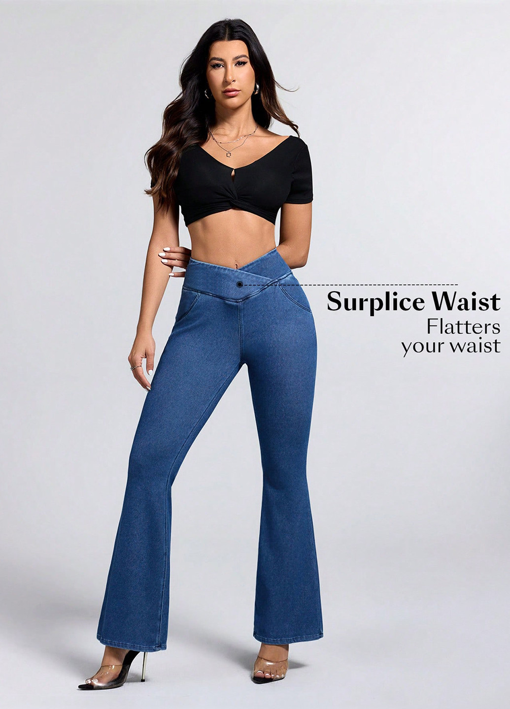 Синие демисезонные джеггинсы SHEIN