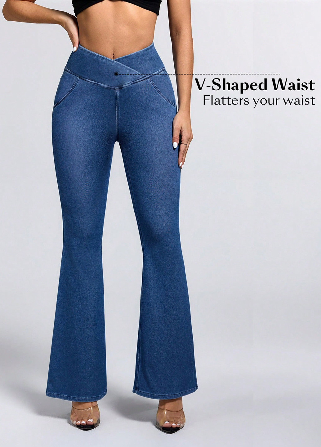 Синие демисезонные джеггинсы SHEIN