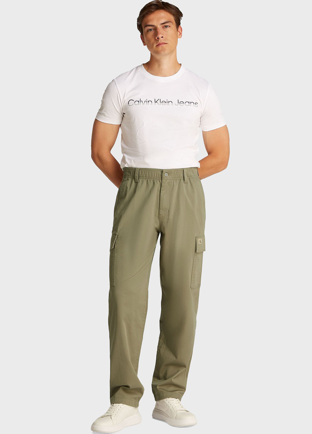 Оливковые кэжуал демисезонные карго брюки Calvin Klein Jeans
