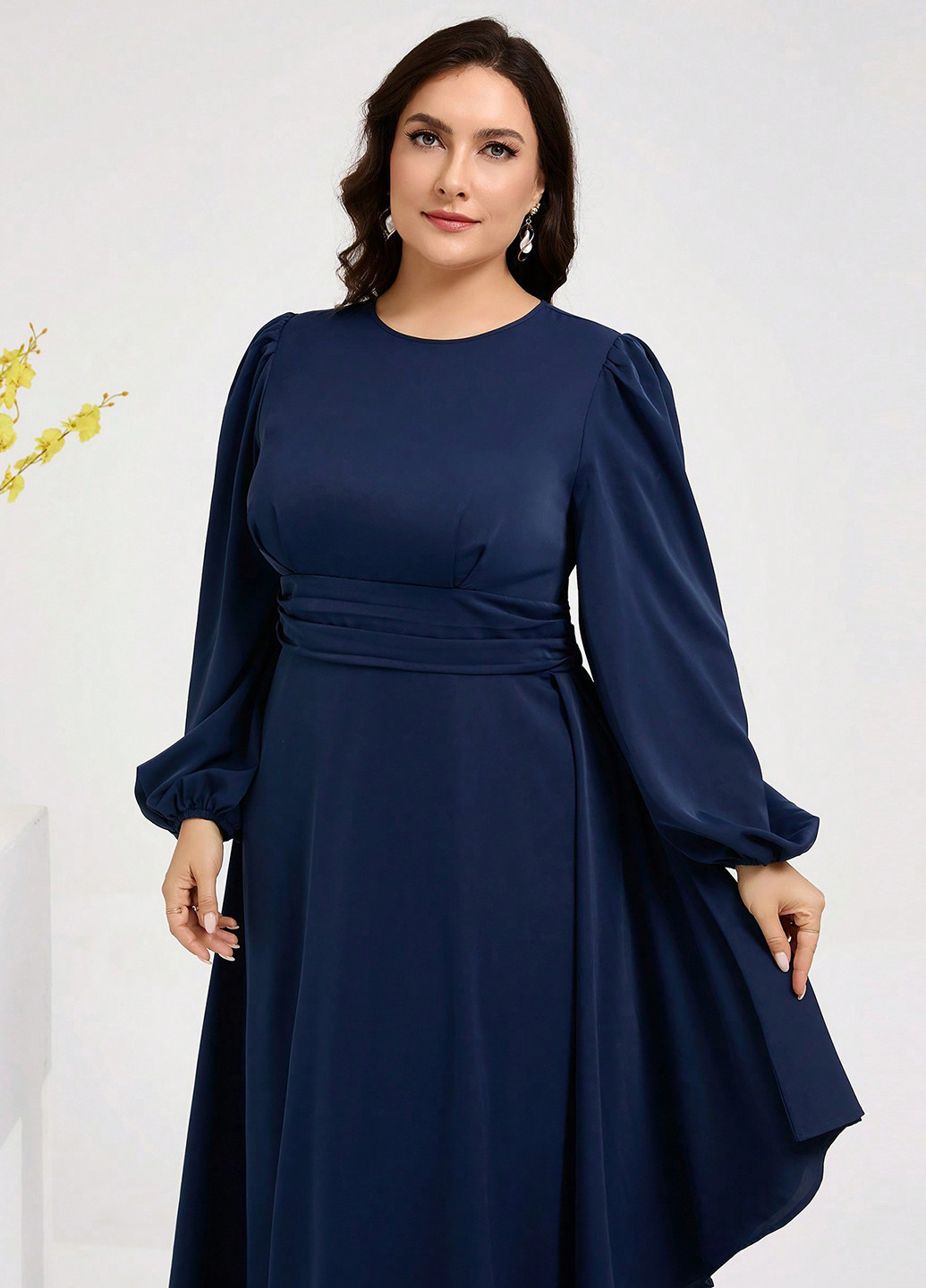 Темно-синее кэжуал платье в стиле ампир SHEIN однотонное