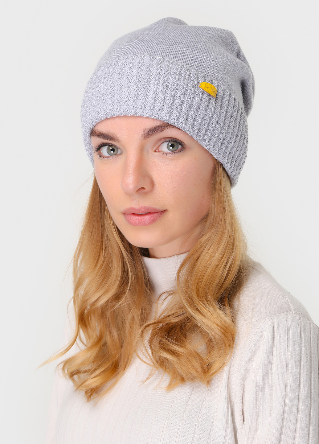Теплая зимняя шерстяная женская шапка с отворотом на флисовой подкладке 550398 DeMari ненси (244712784)