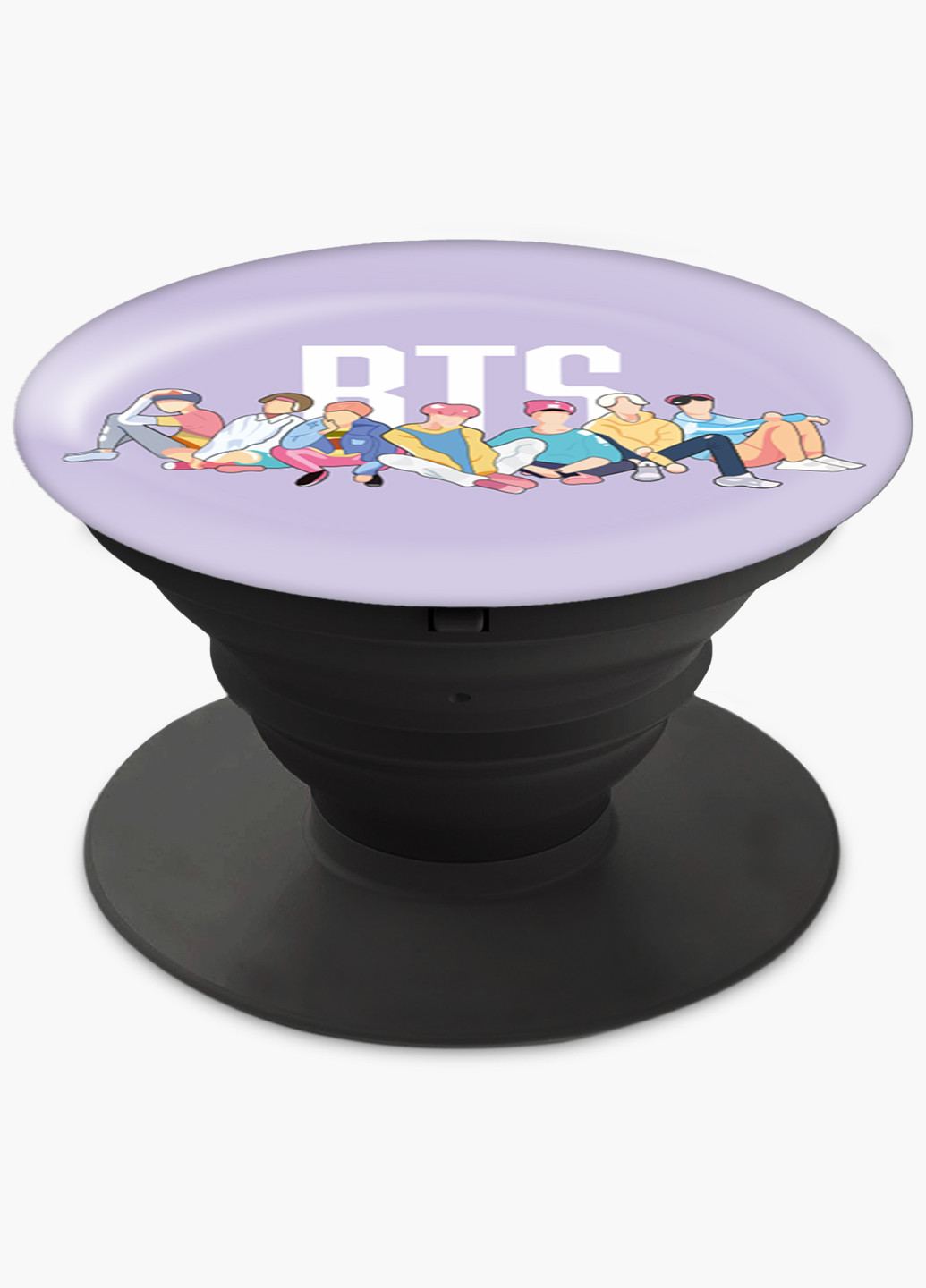 Попсокет (Popsockets) держатель для смартфона БТС (BTS) (8754-1061) Черный MobiPrint (216748332)