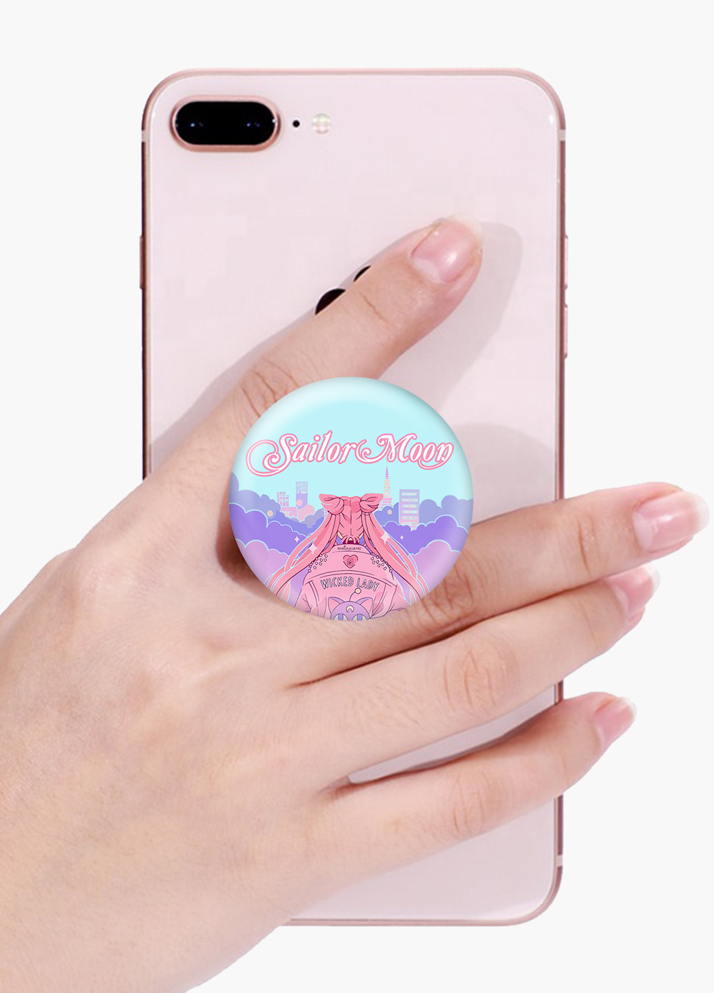Попсокет (Popsockets) тримач для смартфону Сейлор Мун (Sailor Moon) (8754-2913) Чорний MobiPrint (229014719)