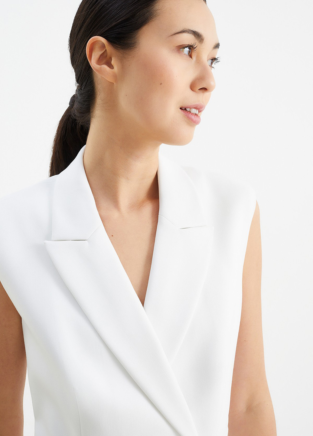 Белое деловое, кэжуал платье на запах, платье-жакет C&A однотонное