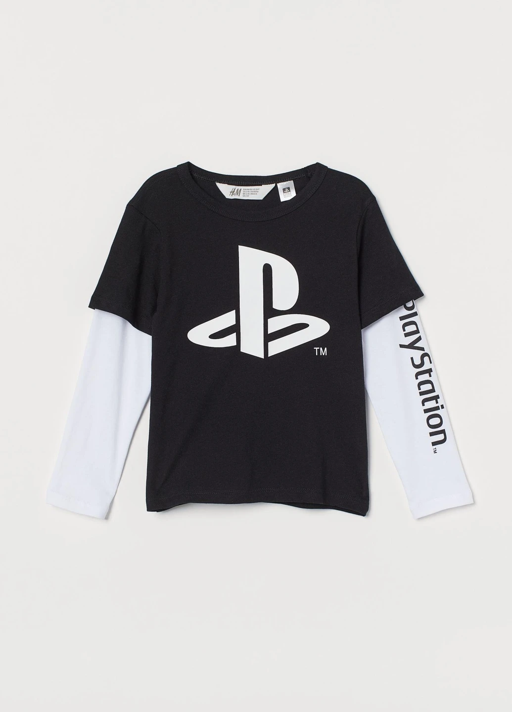 Лонгслів,чорний з білим принтом, H&M (256669155)