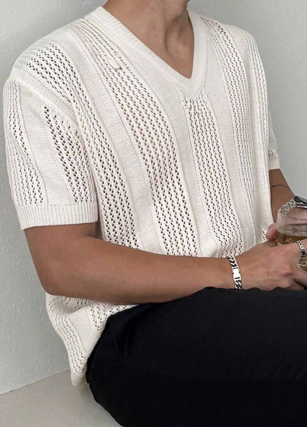 Молочный летний пуловер пуловер SHEIN