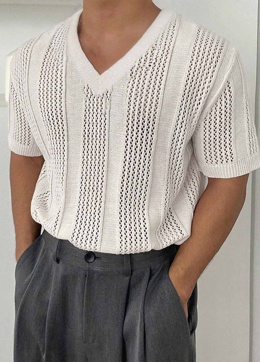 Молочный летний пуловер пуловер SHEIN