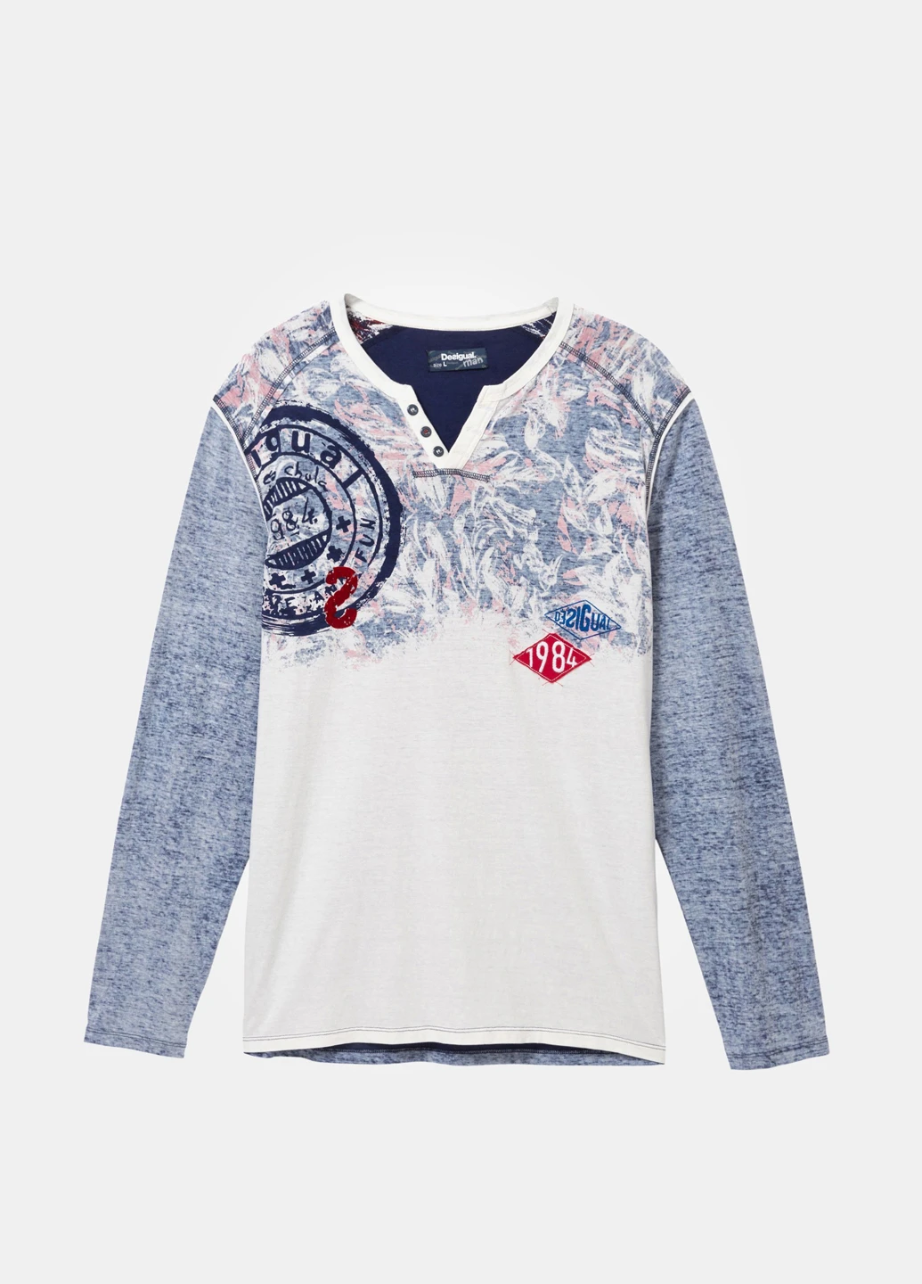 Лонгслів Desigual меланж блакитний кежуали