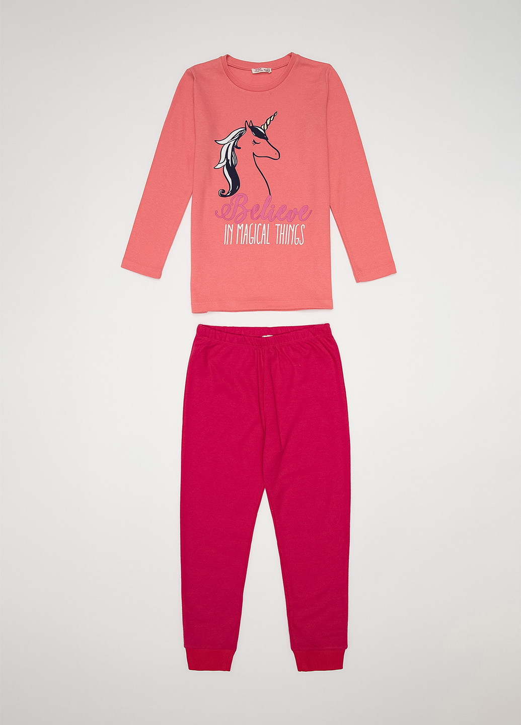 Рожева всесезон піжама (реглан, штани) лонгслив + брюки DeFacto