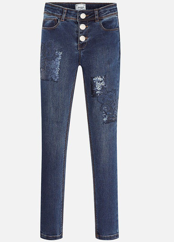 Темно-синие демисезонные бойфренды джинсы для девочки Mayoral