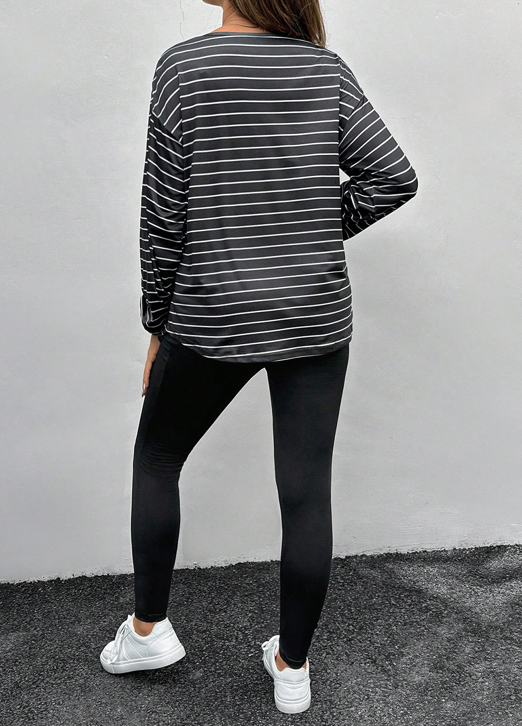 Черный демисезонный комплект для беременных (лонгслив, леггинсы) SHEIN