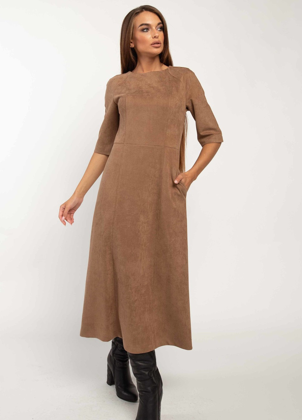 Бежева кежуал сукня Ри Мари однотонна