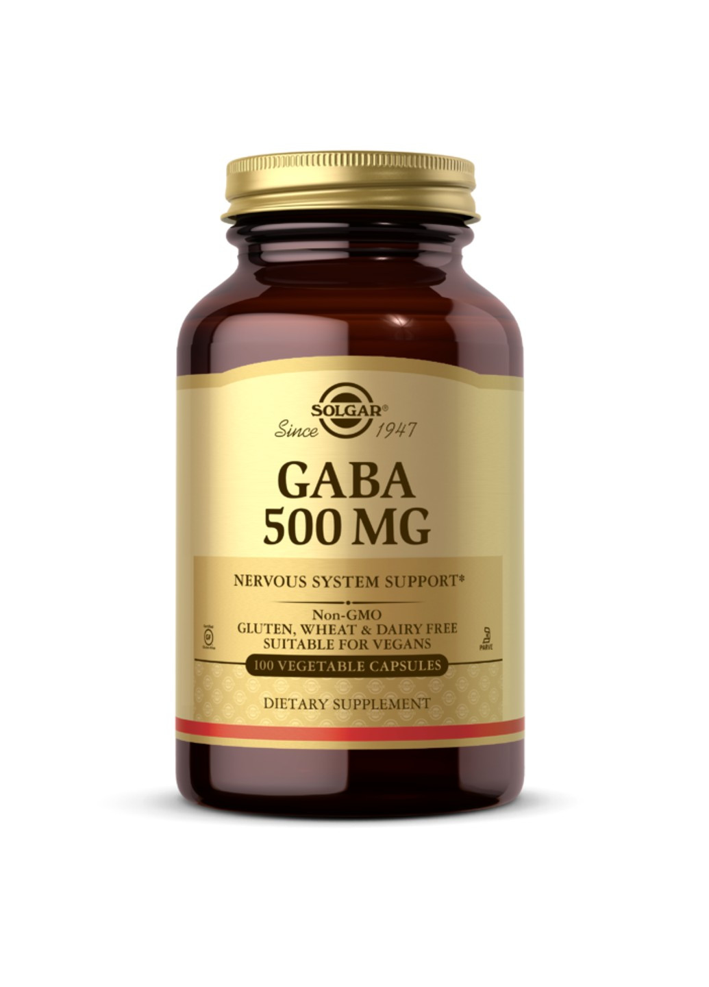 ГАМК GABA 500 мг (100 капсул) солгар гамма-аміномасляна кислота Solgar (255363466)