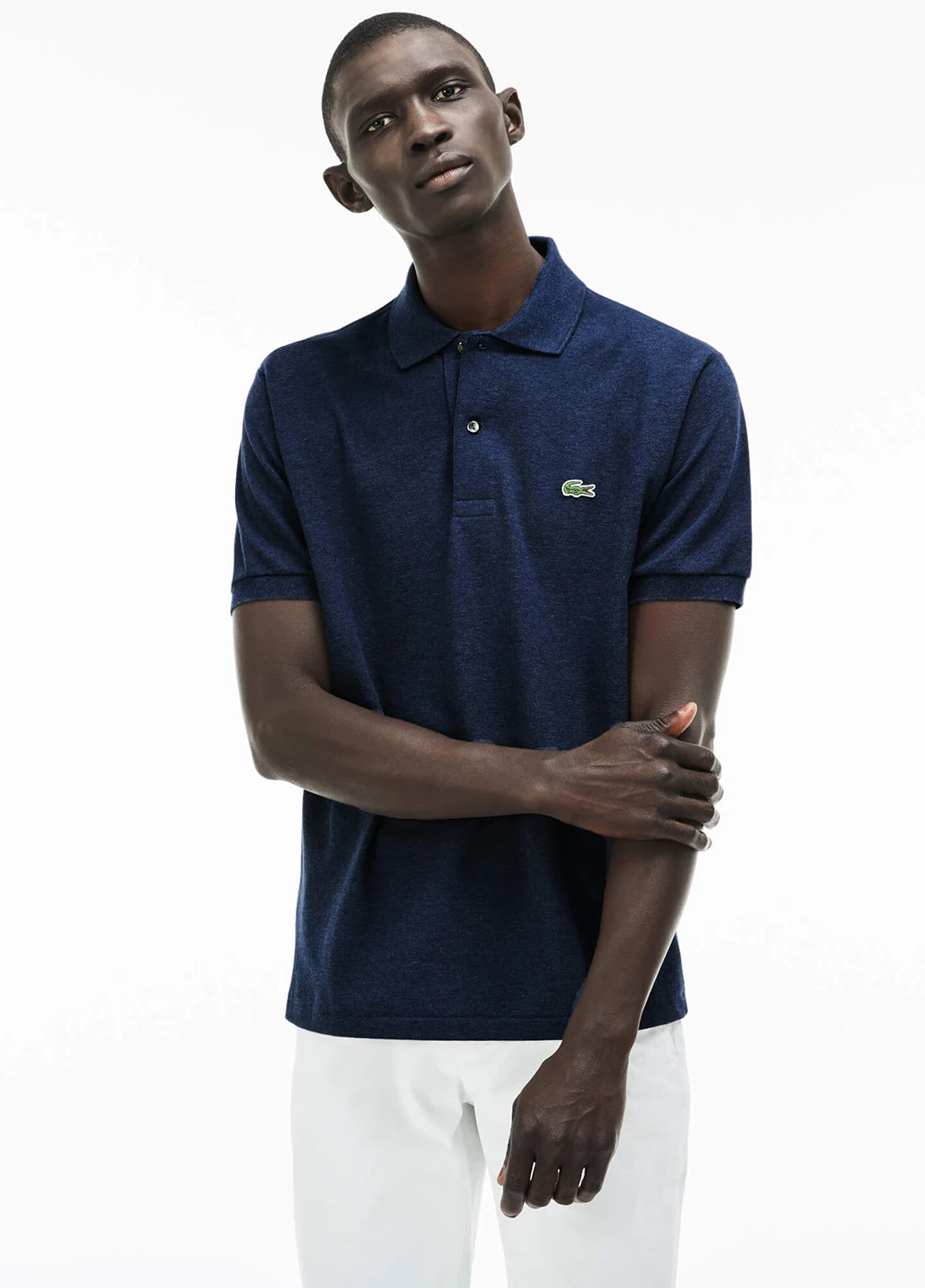 Темно-синяя футболка-поло для мужчин Lacoste меланжевая