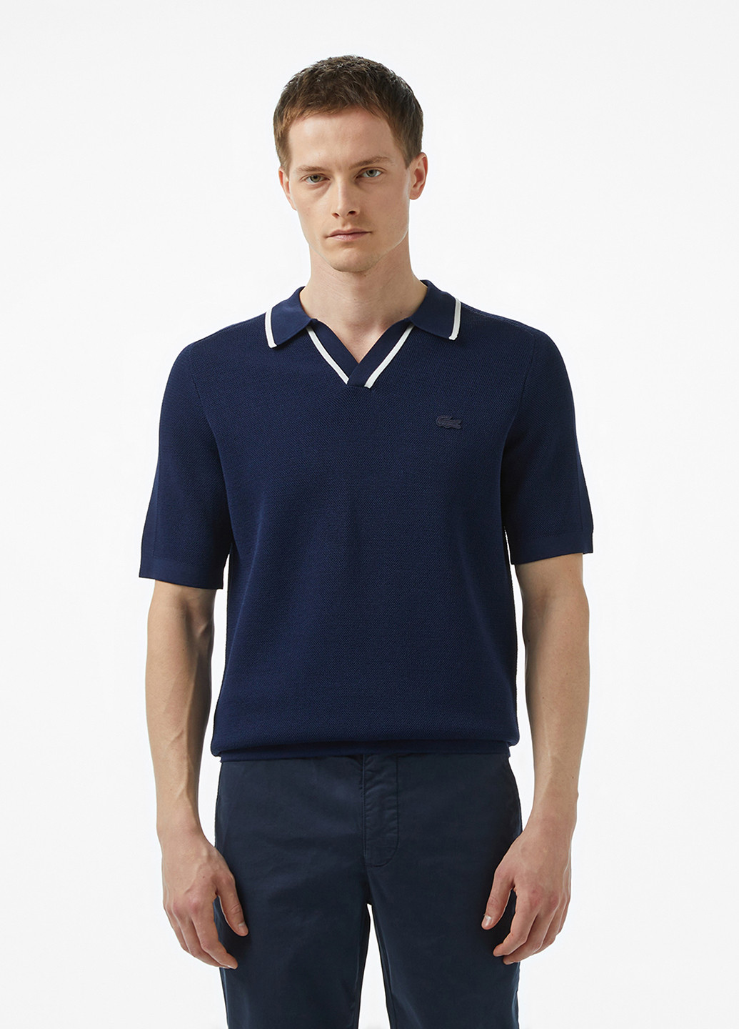Индиго футболка-поло для мужчин Lacoste однотонная