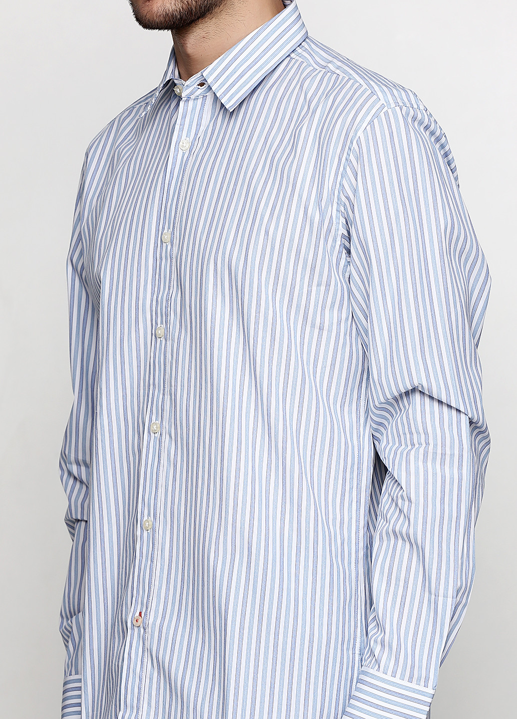 Белая кэжуал рубашка в полоску United Colors of Benetton с длинным рукавом