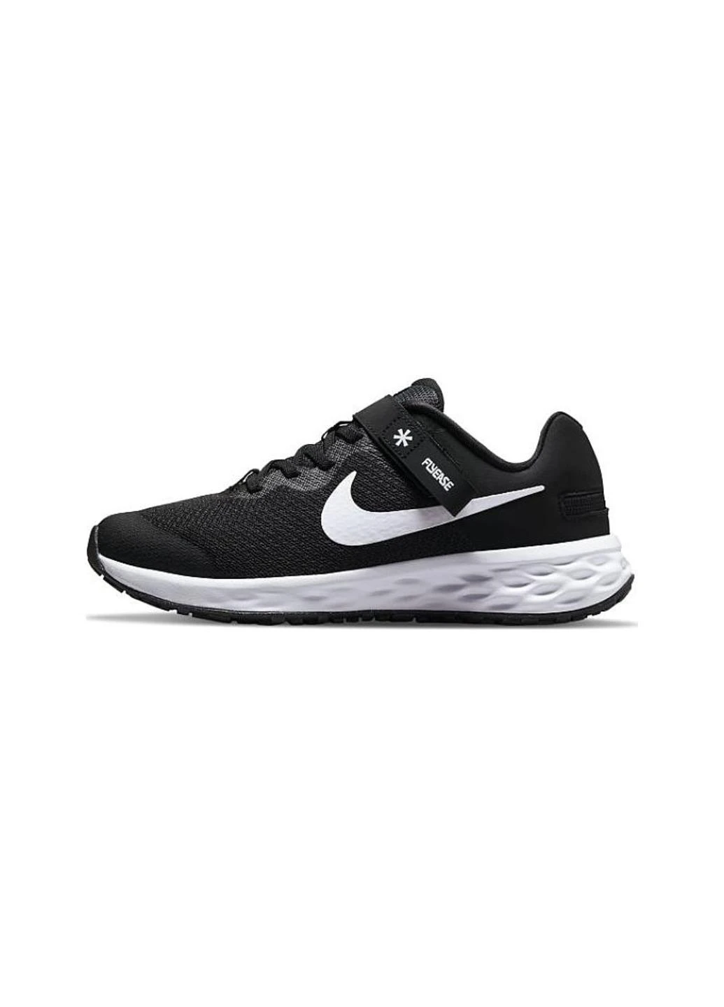 Кроссовки DD1113-003 Nike REVOLUTION 6 FLYEASE Gs чёрно-белые демисезоны (317229305)