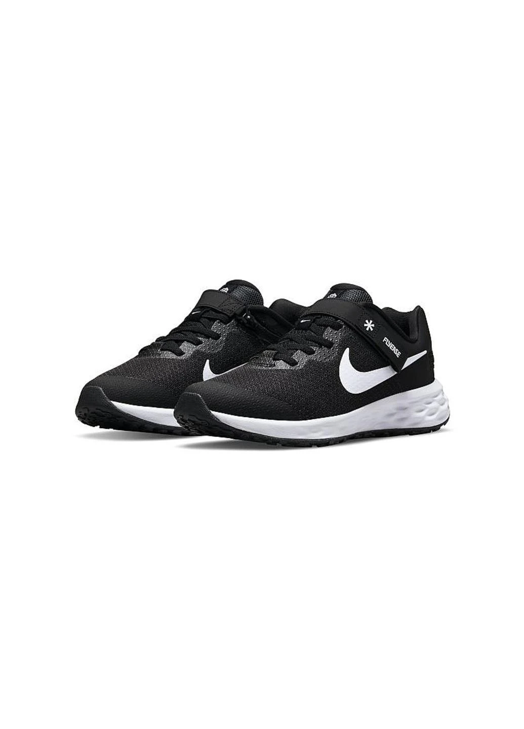 Кроссовки DD1113-003 Nike REVOLUTION 6 FLYEASE Gs чёрно-белые демисезоны (317229305)