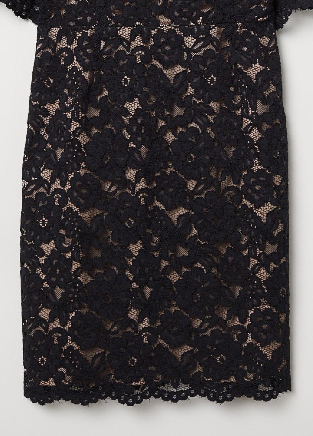 Чорна коктейльна коротка сукня з мережива H&M однотонна