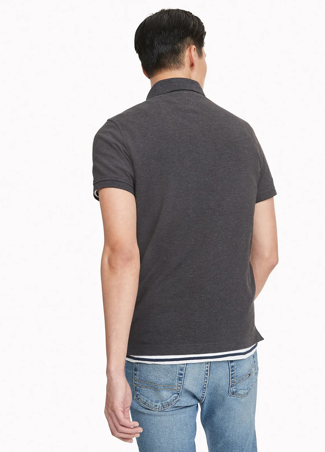 Темно-серая футболка-поло для мужчин Tommy Hilfiger меланжевая