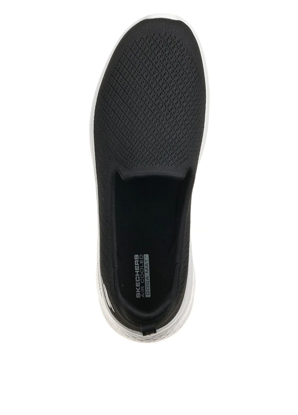 Черные слипоны Skechers с тиснением, с белой подошвой однотонные
