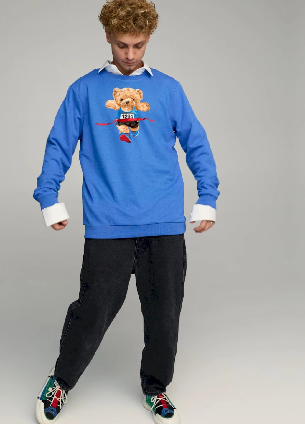 Блакитний світшот чоловічий oversize /no flis/ YAPPI (252386677)