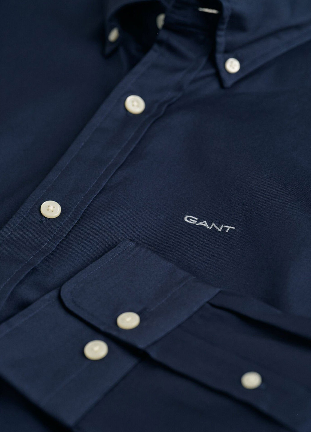 Синяя классическая, кэжуал рубашка однотонная Gant