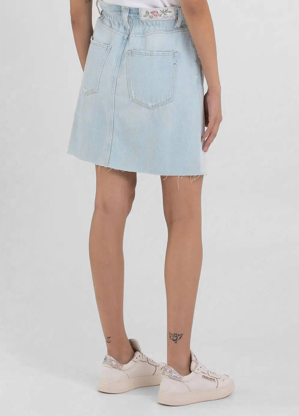 Голубая джинсовая однотонная юбка Replay