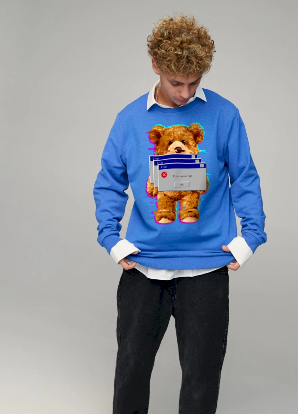 Голубой свитшот мужской oversize /no flis/ YAPPI (252386966)
