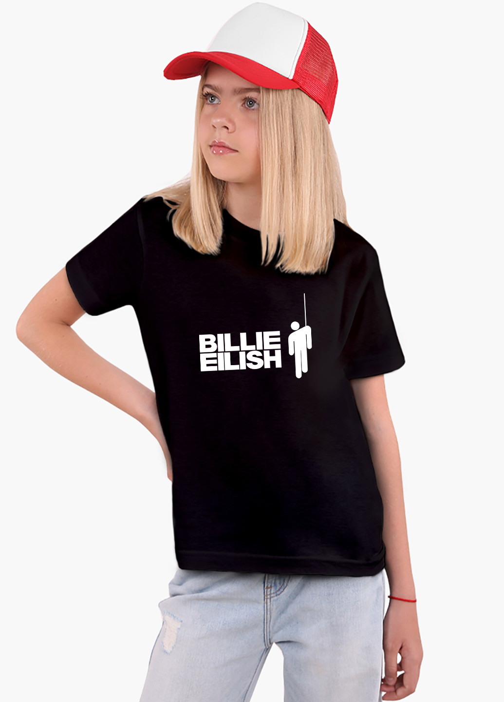Чорна демісезонна футболка дитяча біллі айлиш (billie eilish) (9224-1211) MobiPrint