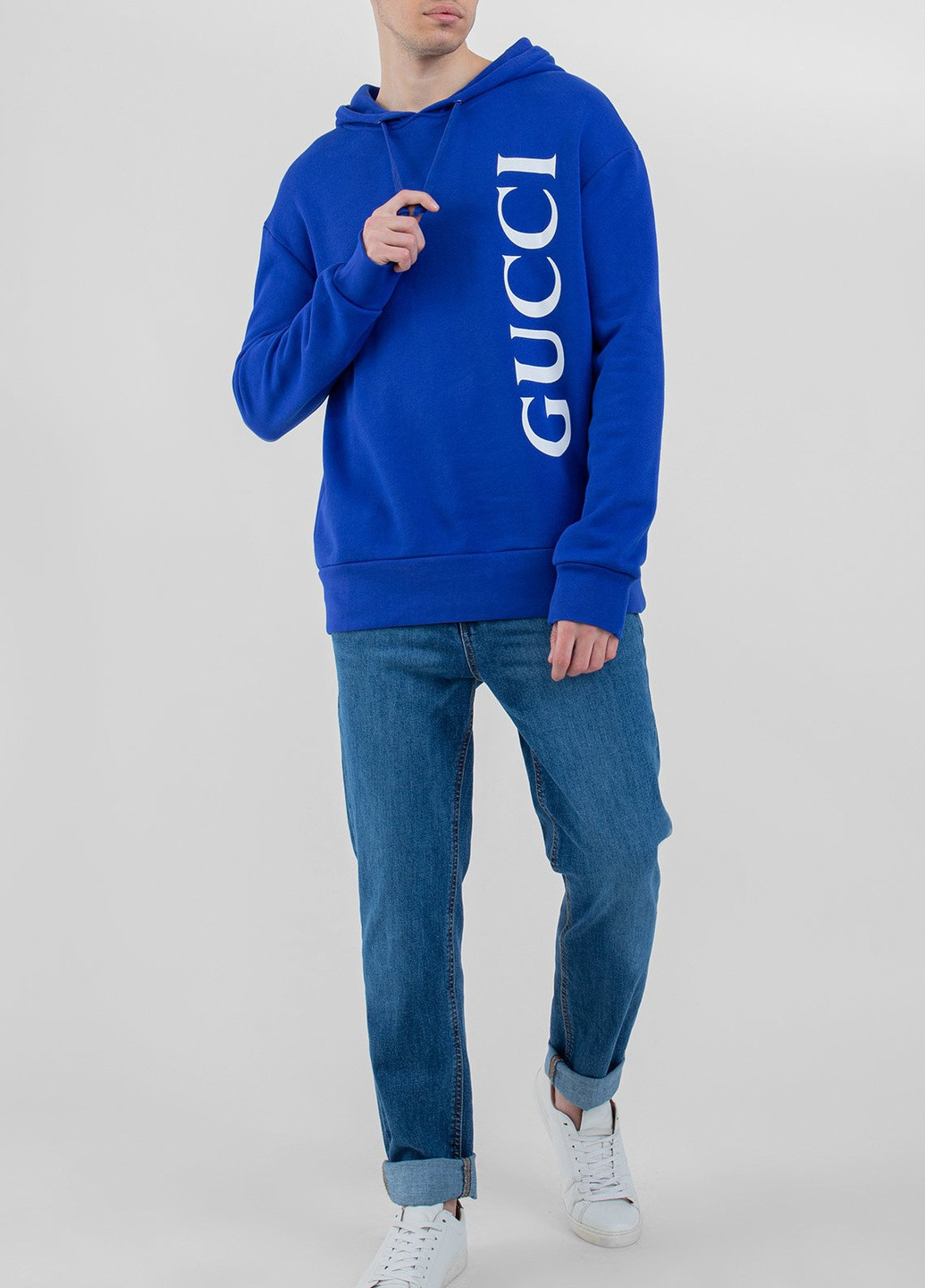 Синий худи с логотипом Gucci (251176462)