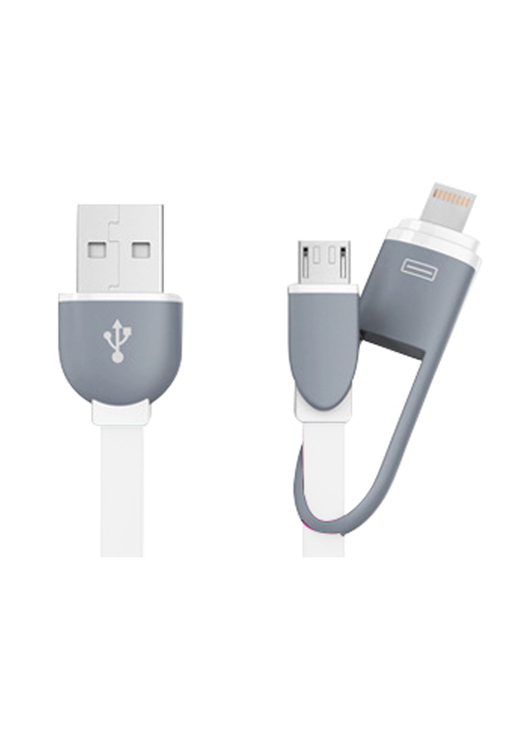 Кабель-брелок USB key White, 2 в 1 - Lightning, Micro USB, 25 см XoKo sc-201 (132572844)