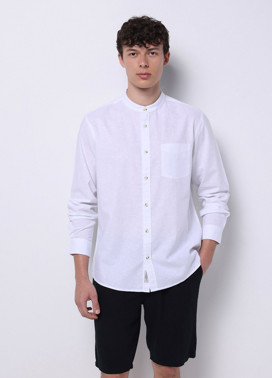 Белая праздничный, классическая рубашка однотонная Colin's