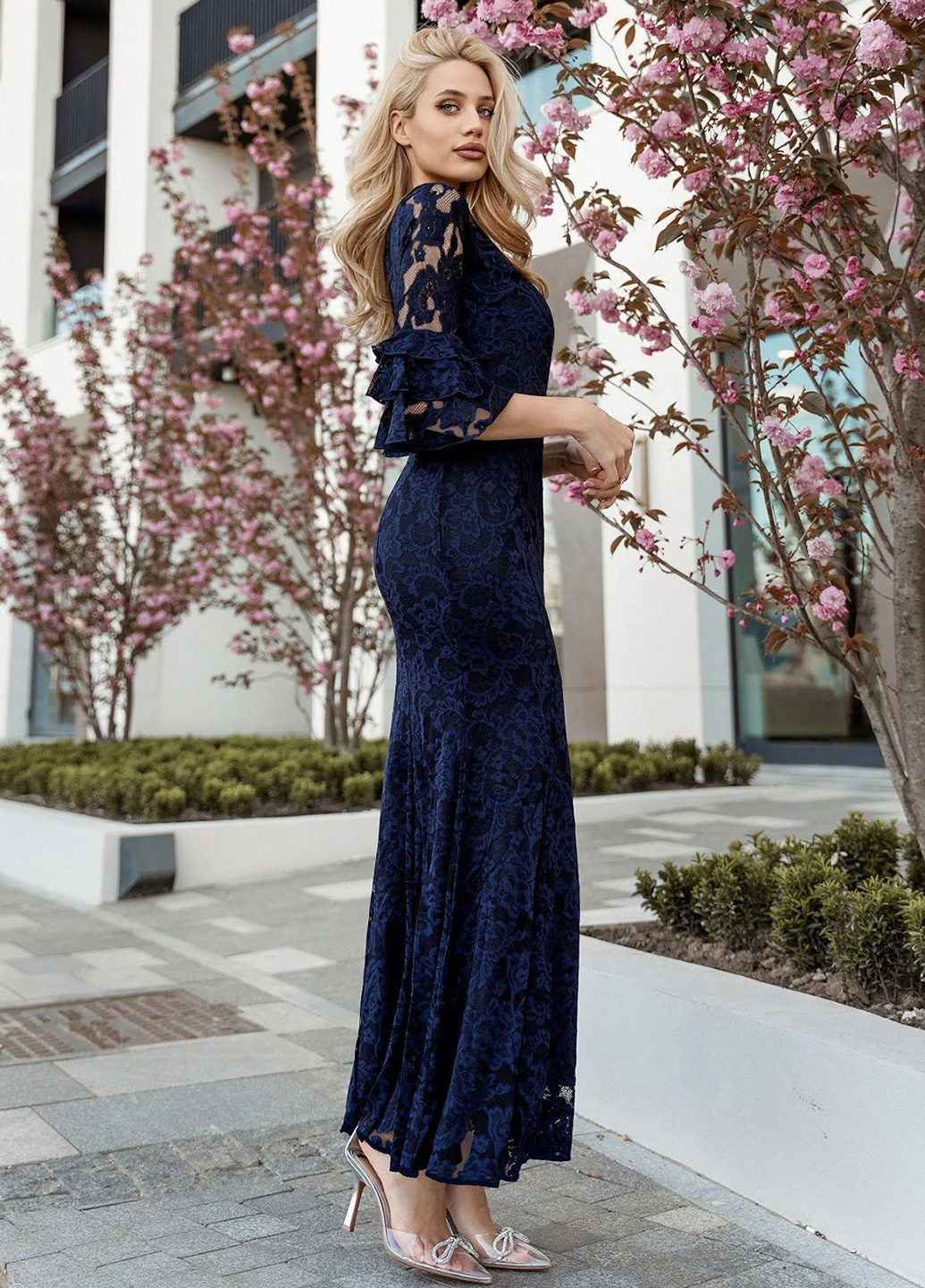 Темно-синя святковий, вечірня сукня годе SHEIN однотонна