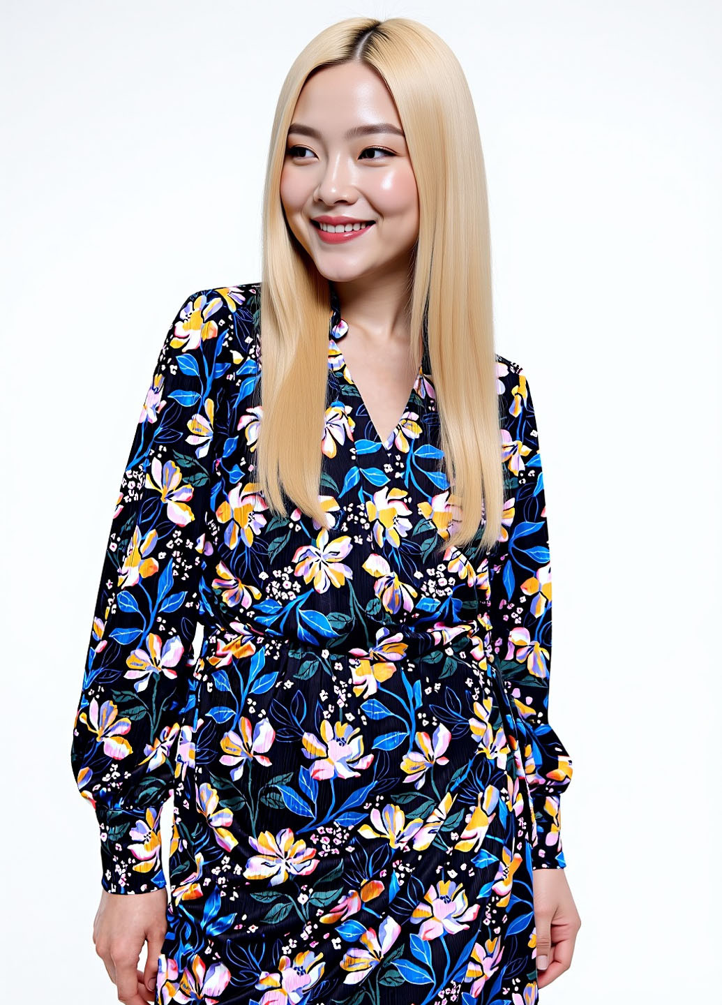 Черное кэжуал платье на запах Reserved с цветочным принтом